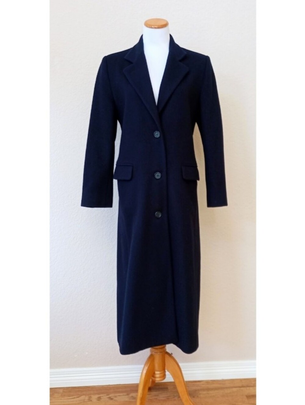 R&R Uniforms vintage navy blue 100% wool classic long overcoat